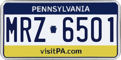 PA license plate MRZ6501