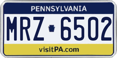 PA license plate MRZ6502