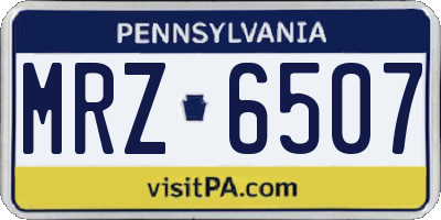 PA license plate MRZ6507
