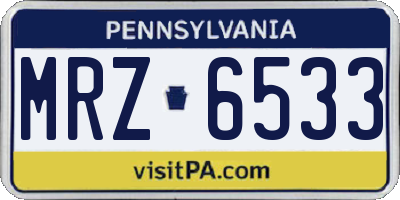 PA license plate MRZ6533