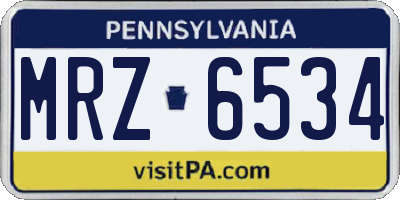 PA license plate MRZ6534