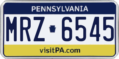 PA license plate MRZ6545