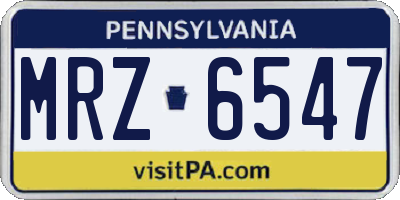 PA license plate MRZ6547