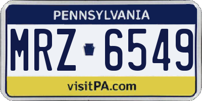 PA license plate MRZ6549