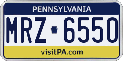 PA license plate MRZ6550