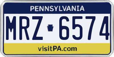PA license plate MRZ6574