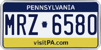 PA license plate MRZ6580