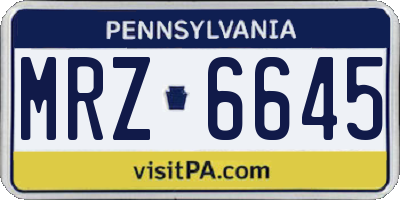 PA license plate MRZ6645