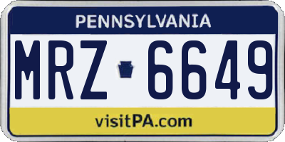 PA license plate MRZ6649