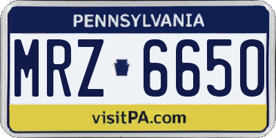 PA license plate MRZ6650