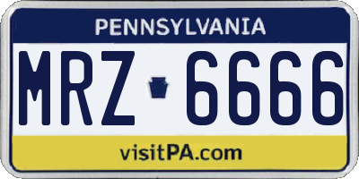 PA license plate MRZ6666