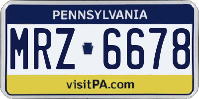 PA license plate MRZ6678