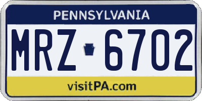 PA license plate MRZ6702