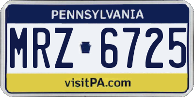 PA license plate MRZ6725
