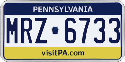 PA license plate MRZ6733