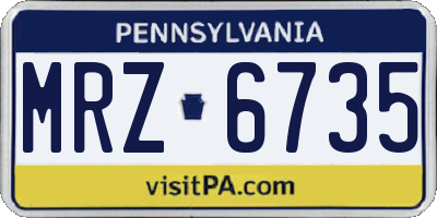 PA license plate MRZ6735