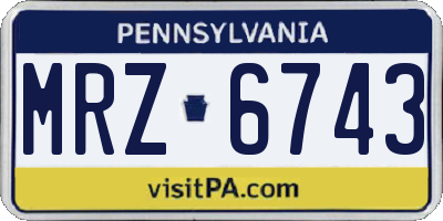 PA license plate MRZ6743