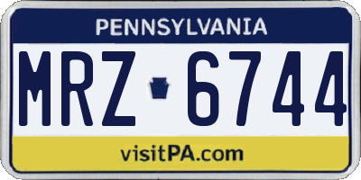 PA license plate MRZ6744