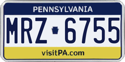 PA license plate MRZ6755