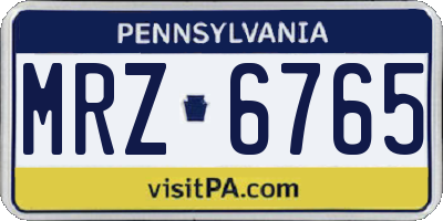 PA license plate MRZ6765
