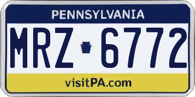 PA license plate MRZ6772