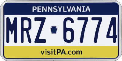 PA license plate MRZ6774