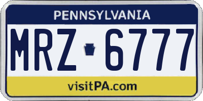 PA license plate MRZ6777