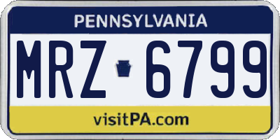 PA license plate MRZ6799