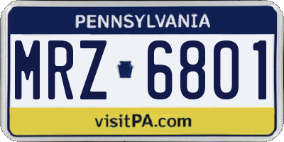 PA license plate MRZ6801