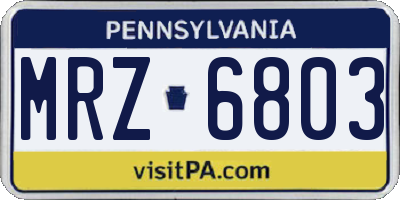 PA license plate MRZ6803