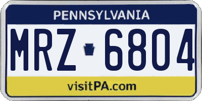 PA license plate MRZ6804