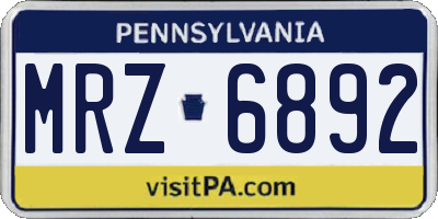 PA license plate MRZ6892