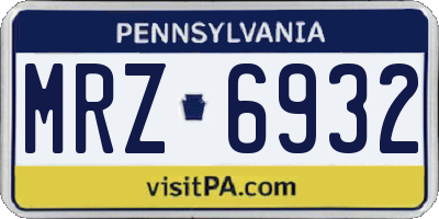 PA license plate MRZ6932