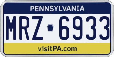 PA license plate MRZ6933