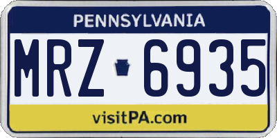 PA license plate MRZ6935