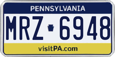 PA license plate MRZ6948