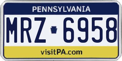 PA license plate MRZ6958