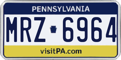 PA license plate MRZ6964