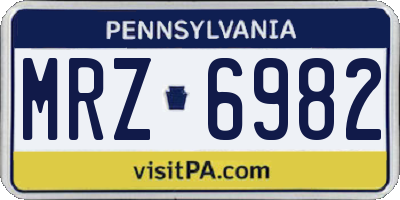 PA license plate MRZ6982