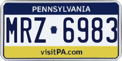 PA license plate MRZ6983