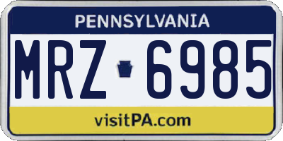 PA license plate MRZ6985