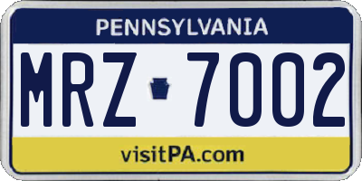 PA license plate MRZ7002