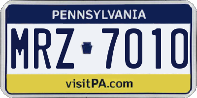 PA license plate MRZ7010