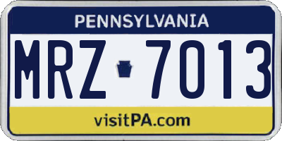 PA license plate MRZ7013