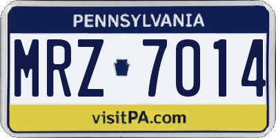 PA license plate MRZ7014