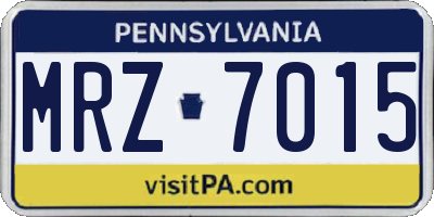 PA license plate MRZ7015