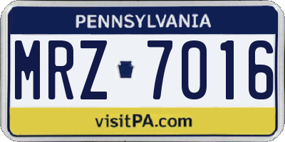 PA license plate MRZ7016