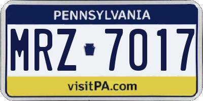 PA license plate MRZ7017