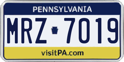 PA license plate MRZ7019