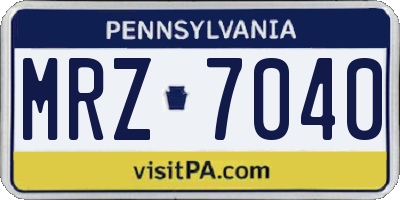 PA license plate MRZ7040